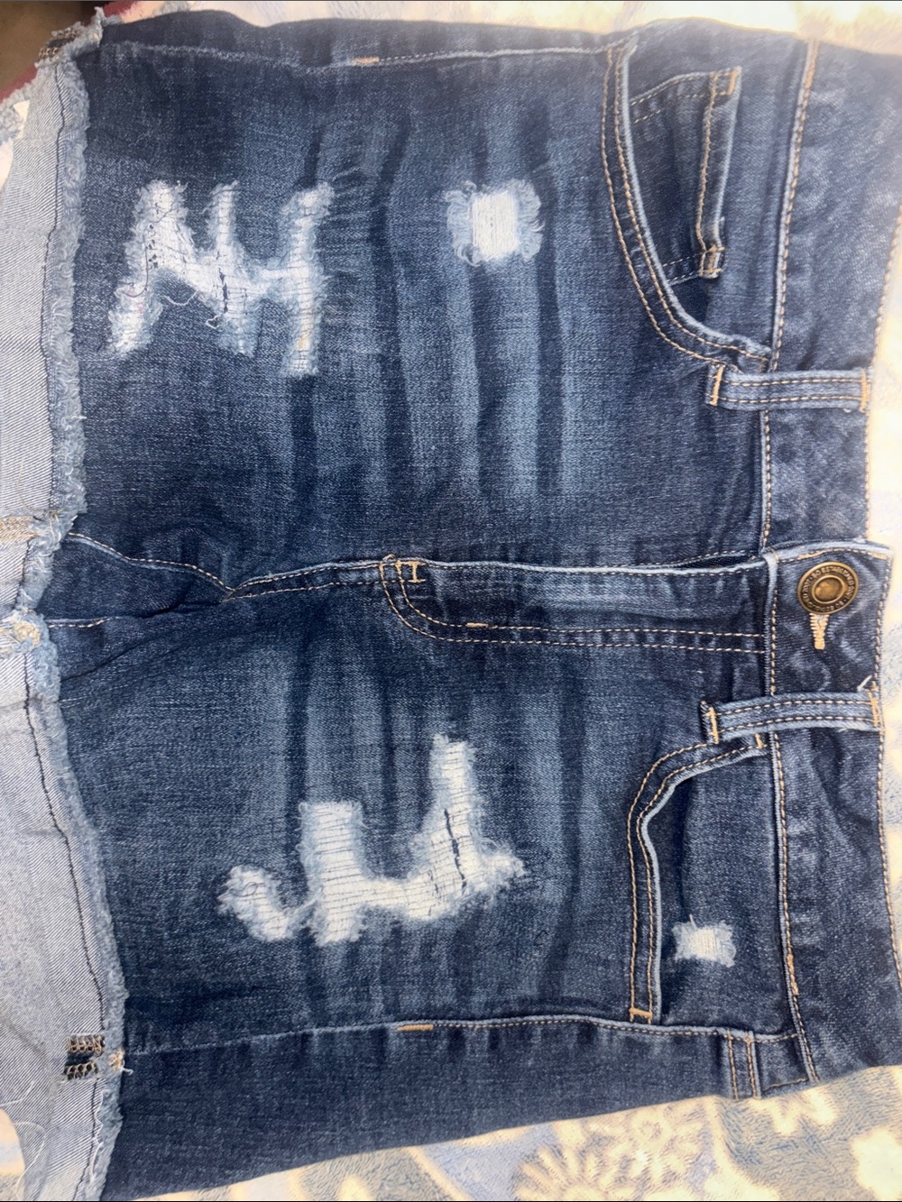 SO Dark Blue Distressed Denim Shorts